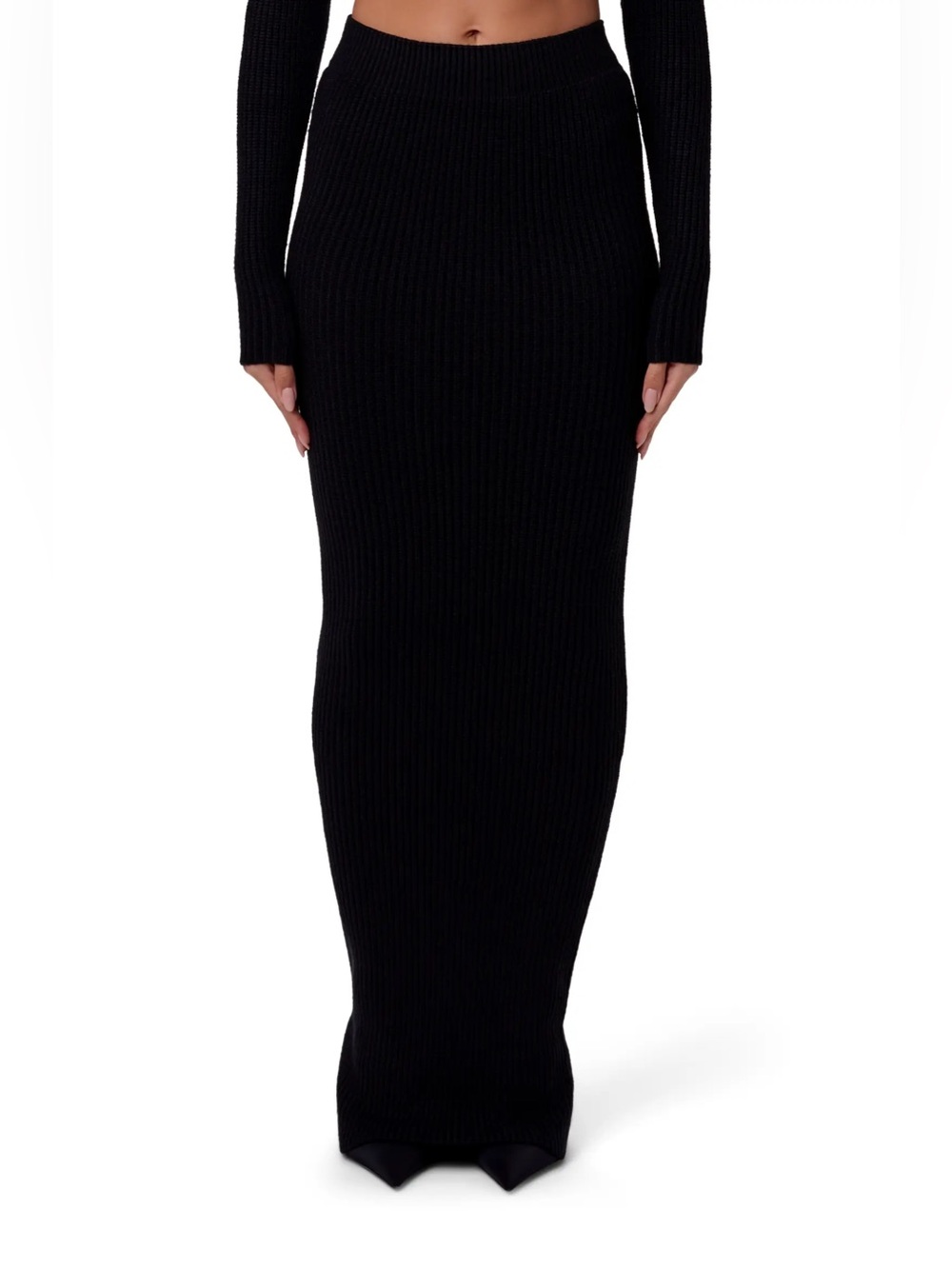 NWOT- Naked Wardrobe Knit Maxi Skirt, Black, size Small